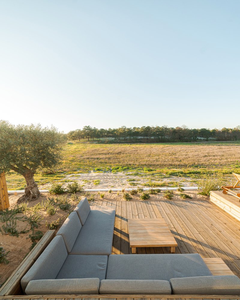 Relax corner with cushions in deck in modern villa terrace