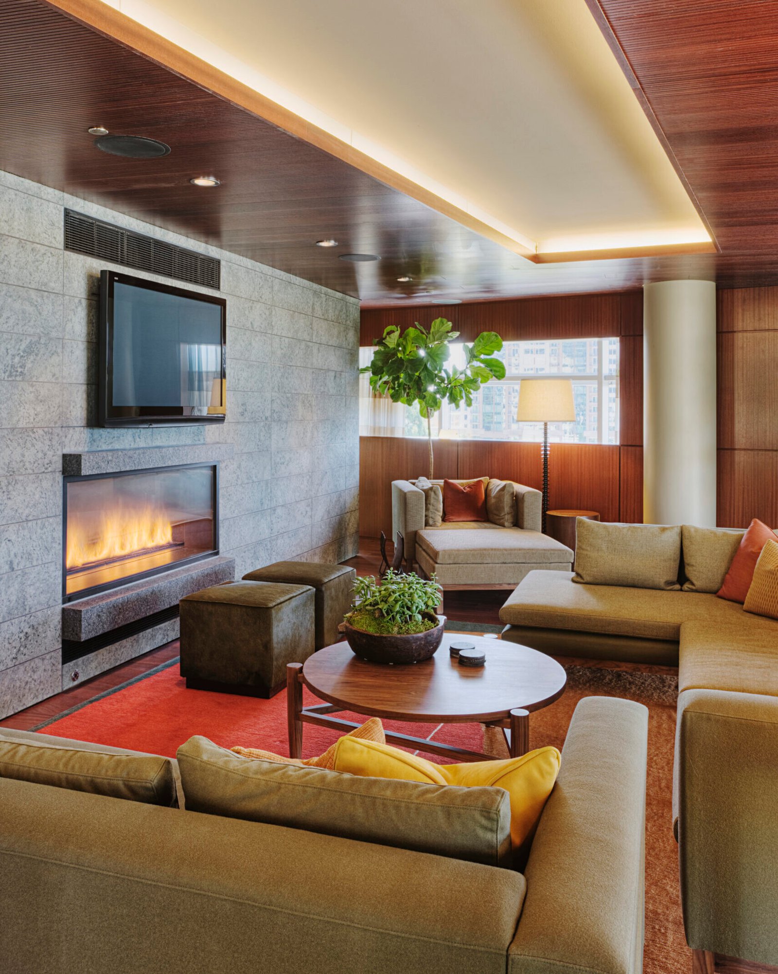Luxury living room with fireplace