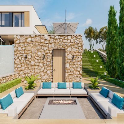 Mediterranean house in France, provence. Villa interior and exterior design view